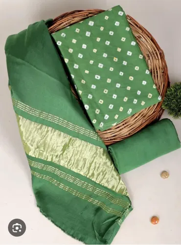 Semi Tussar Bhagalpuri Suit with Shibori Design – Elegant & Handcrafted Ethnic Wear